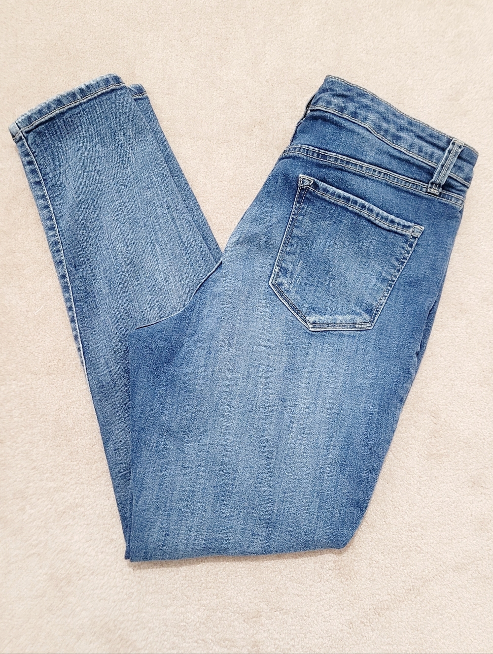 Nine West Gramercy Skinny Jeans Womens Size 12 Distressed Stretch Blue Denim - Picture 9 of 15